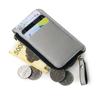 BERNADINE Portable Men Coin Purse Multi-slot Business Card Holder Zipper Wallet Credit Card Bag Mini Money Bag Creative Design Fashion PU Leather Cash Clip ID Card cover/Multicolor (7)