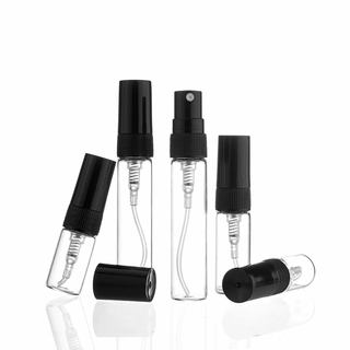 5 unids/set 2/3/5/10ml botella de pulverización de vidrio transparente portátil/Mini atomizador de Perfume vacío/tubo de prueba de viaje botella de vidrio transparente viales