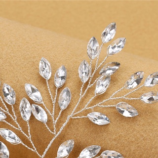 Moily hecho a mano joyería de boda joyería adornos de pelo cristal tocado accesorios de pelo moda para niñas mujeres Floral hojas de plata (8)