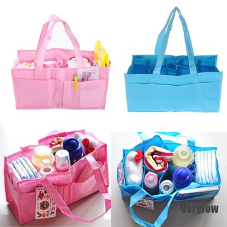 <veryjow> bolsa de pañales madre de viaje al aire libre portátil pañal bolsa de almacenamiento azul y rosa