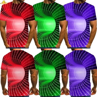 Hombres verano Casual deporte 3D gráfico camiseta Tops cuello redondo manga corta blusa