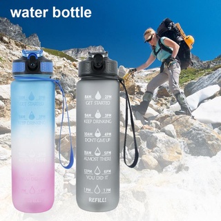 Botella de agua botella de beber con paja deportes taza de agua 1000ml motivación botella de agua botella de agua con medidas (1)