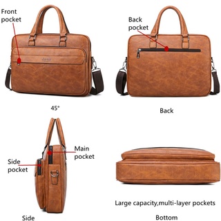 Los hombres maletín bolsa de alta calidad de negocios famosa marca de cuero de hombro bolsas de mensajero de oficina bolso de 14 pulgadas portátil (5)