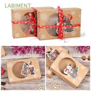 LABIMENT 6/12pcs Wedding Favors Paper Gift Box Kids Gift Candy Wrapping Bag Cake Package Plastic PVC Kraft Paper Hot Party Supplies Present Case Christmas Decor