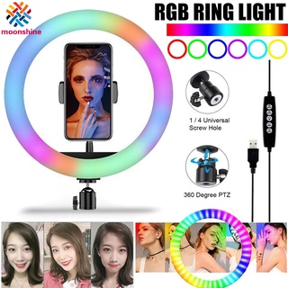anillo de luz con soporte de teléfono regulable rgb led selfie luz portátil de maquillaje lámpara