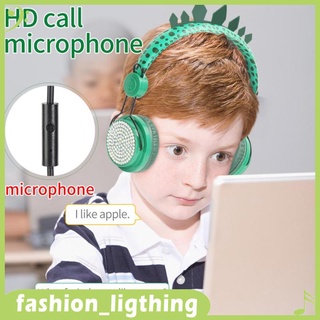 [12] Audífonos con cable De dinosaurio brillante con micrófono y alcance De volumen Para niños