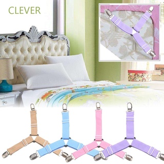 CLEVER Home Living Bed Sheets Buckle Suspenders Fastener Mattress Clip Bedding Holder Quilt Fixer Non-slip Straps Adjustable Grippers Elastic Belt/Multicolor