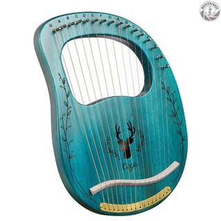 muslady 16 cuerdas mejorada lira harp portátil de madera maciza arpa cuerda instrumento musical con llave de afinación azul claro