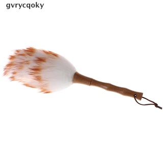 [gvry] cepillo de plumas de lana antiestática, herramienta de limpieza de polvo, mango de madera (1)