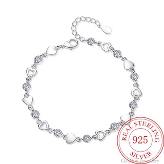pulsera de plata de ley 925 amor corazón zirconia cadena vinculada para las mujeres charm brazalete joyería regalo pulseira