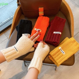 Yijian guantes De Dedo De medio Dedo De color sólido De color sólido para escribir/guantes De lana Multicolor
