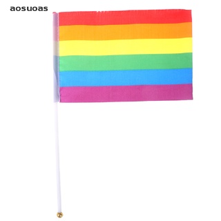AAS 5X Arco Iris De Mano Ondeando Bandera Gay Orgullo Lesbiana Paz LGBT Banner Festival .