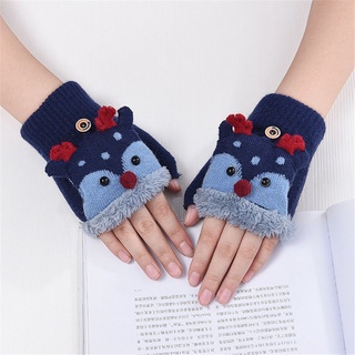 titiyy 1 par de guantes de felpa de terciopelo cálido para niños, diseño de renos, multicolor (9)