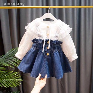 Camiseta de niña vestido2020camiseta primavera nuevo estilo coreano niños Denim liguero falda bebé niña moda skirtgirls ropa