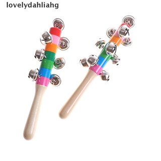 [I] Wooden Stick Rainbow Hand Shake Bell Rattles Baby Kids Children Educational Toy [HOT] (4)