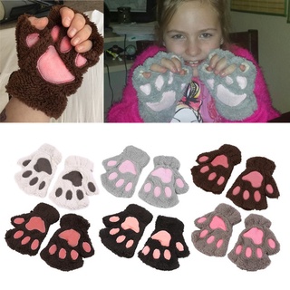 YL🔥Bienes de spot🔥[8-19]guantes de garra de invierno para mujer/sofe/guantes esponjosos de oso de pata/guantes de medio dedo para dama【Spot marchandises】