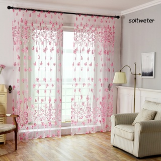 St--1 pieza de la mañana de la gloria de poliéster translúcido ventana cortina de tul cortina de decoración del hogar (2)
