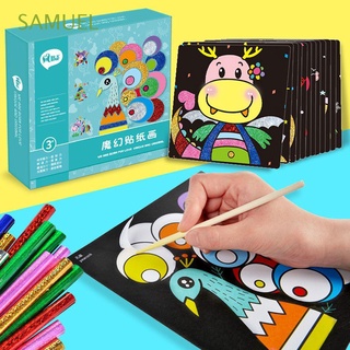 SAMUEL Cute Magic Transfer Sticker Rainbow Color Learning Drawing Toys DIY Painting Crafts Early Education Scraping Painting Toys Kids Arts Gifts Cartoon Children Drawing Board