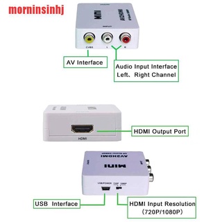 {morninsinhj}Mini RCA AV to HDMI Converter Adapter Composite AV 2 HDMI Converter 1080P IIQ (8)
