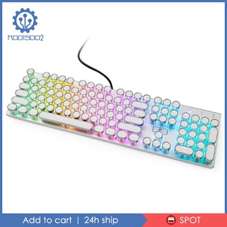 [koo2-9] 108 teclas redondas de cristal doble tiro PBT Gaming teclado Retro - negro