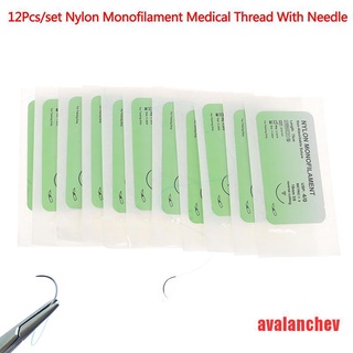 Juego de 12 hilos médicos de monofilamento de nailon con aguja de entrenamiento quirúrgico de sutura