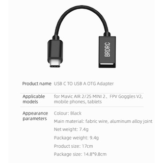 Hsv USB C A USB A OTG adaptador Cable de conexión de alimentación Compatible con Mavic AIR 2/2S MINI 2/FPV gafas V2, teléfonos móviles, tabletas (2)