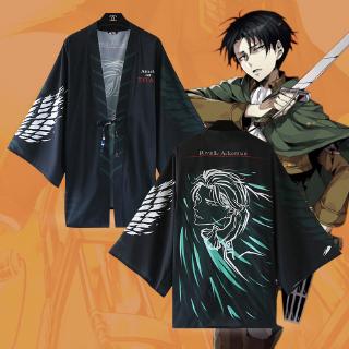 Ataque en Titan Levi Mikasa Ackerman capa Yukata Cosplay disfraz Shingeki no Kyojin Kimono japonés Haori