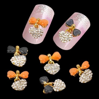 atlantamart 10pcs mujeres con incrustaciones de diamantes de imitación corazón pajarita uñas arte glitter decoraciones diy