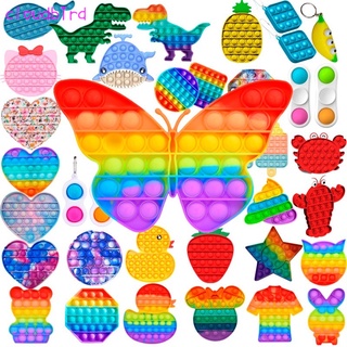 rainbow pop it fidget juguetes empuje burbuja sensorial squishy alivio del estrés autismo necesidades anti-estrés juguetes para niños adultos