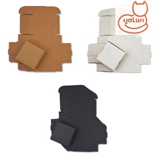 ☆Yola☆ 30Pcs joyería hecha a mano caja de caramelo Pack de regalo de papel Kraft pequeño cartón inferior cuadrado