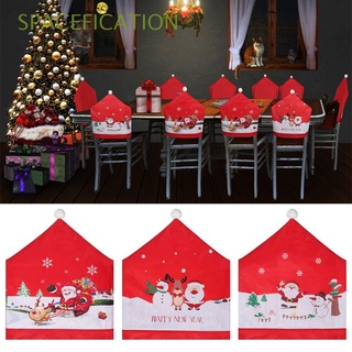 SPACEFICATION Party Supplies Santa Claus Cap Kitchen Dinner Table Christmas Chair Cover Soft Stretch Red Hat Xmas Decor Dining Room Home Decoration