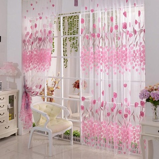 【alloy】Tulip Printed Tulle Voile Door Window Curtain Sheer Drape Panel 200 x 100CM