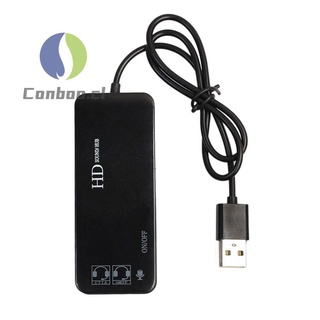 Conboo 3 puertos USB2.0 Hub con tarjeta de sonido externo adaptador de micrófono (6)