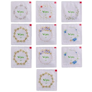 r-r 10x dibujos animados estampado floral forma de condón toallitas húmedas pañuelos de mano limpieza facial viaje (1)