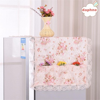 Daphne rosa refrigerador cubierta colgante bolsa cubierta de tela cubierta de polvo encaje decoración del hogar arte hogar tela flor/Multicolor