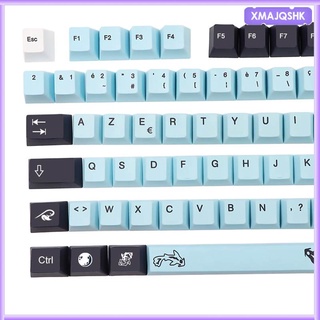 134 mizu keycap pbt dye-sub negro azul francés teclas, para mx switch, perfil cherry, ajuste para teclado mecánico 61/64/87/104/108