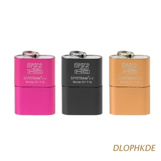 DLOPHKDE Portable Mini Aluminum Alloy USB 2.0 A Micro SD TF Memory Card Reader Adapter
