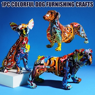 hogar moderno pintado colorido dachshund perro decoración gabinete vino decoración oficina artesanía de escritorio