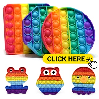 Push Pop it fidget toy Round square collectibles Anxiety Relief Toys Push Bubble Rainbow Pop