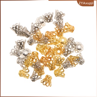 Charms 40 piezas de oro plateado hueco flor encantos finales tapas Jeweley fabricación 7 x 8 mm