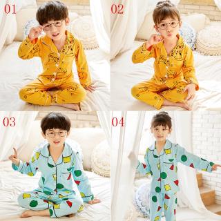 los niños de algodón pijamas lindo niños niñas ropa de dormir niños de manga larga tops + pantalones pijamas traje ropa de hogar baju tidur (1)
