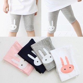 verano niñas kasut budak dibujos animados impreso conejo pantalones elásticos de algodón delgado pantimedias leggings