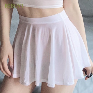 Rebuy1 falda Sexy Transparente de Cintura Alta color sólido para mujer con volantes/multicolor