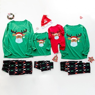 Conjunto De Pijama Para la familia pantalones+Blusa con estampado De navidad/navidad/bebé/niño
