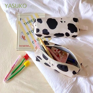 yasuko lindo vacas lápiz bolsa de suministros de oficina bolsa de papelería estuche de lápices de impresión de vaca de la escuela secundaria estudiante de la escuela titular de la pluma de gran capacidad