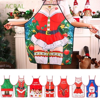 ACRAL Merry Christmas Clean Pinafore Xmas Decoration Bibs Christmas Apron Cooking Supplies Decorative Props Gifts Coffee Fabric Home Kitchen Color Pinafore