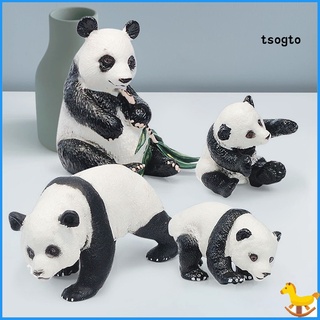 Tsogto Panda modelo realista forma fina artesanía sólida simulación Panda figura juguete para escritorio