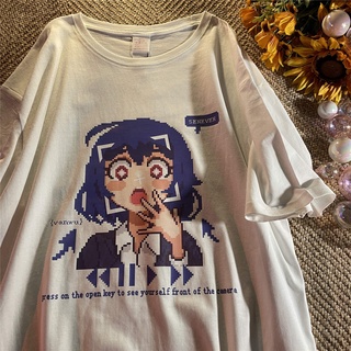 Amekaji americano Retro Big Eat One Jin mosaico e-sports Girl manga cortaTHombres camiseta Suelta todo-Partido de moda hTjW