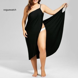 Vwg_plus tamaño verano playa Sexy mujeres Color sólido envoltura vestido Bikini cubrir Sarongs (3)