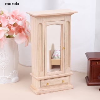 morelx 1:12 casa de muñecas armario de madera miniatura con espejo gabinete muebles accesorios cl